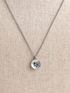 Silver Initial 't' Pendant Necklace with Crystal Accents